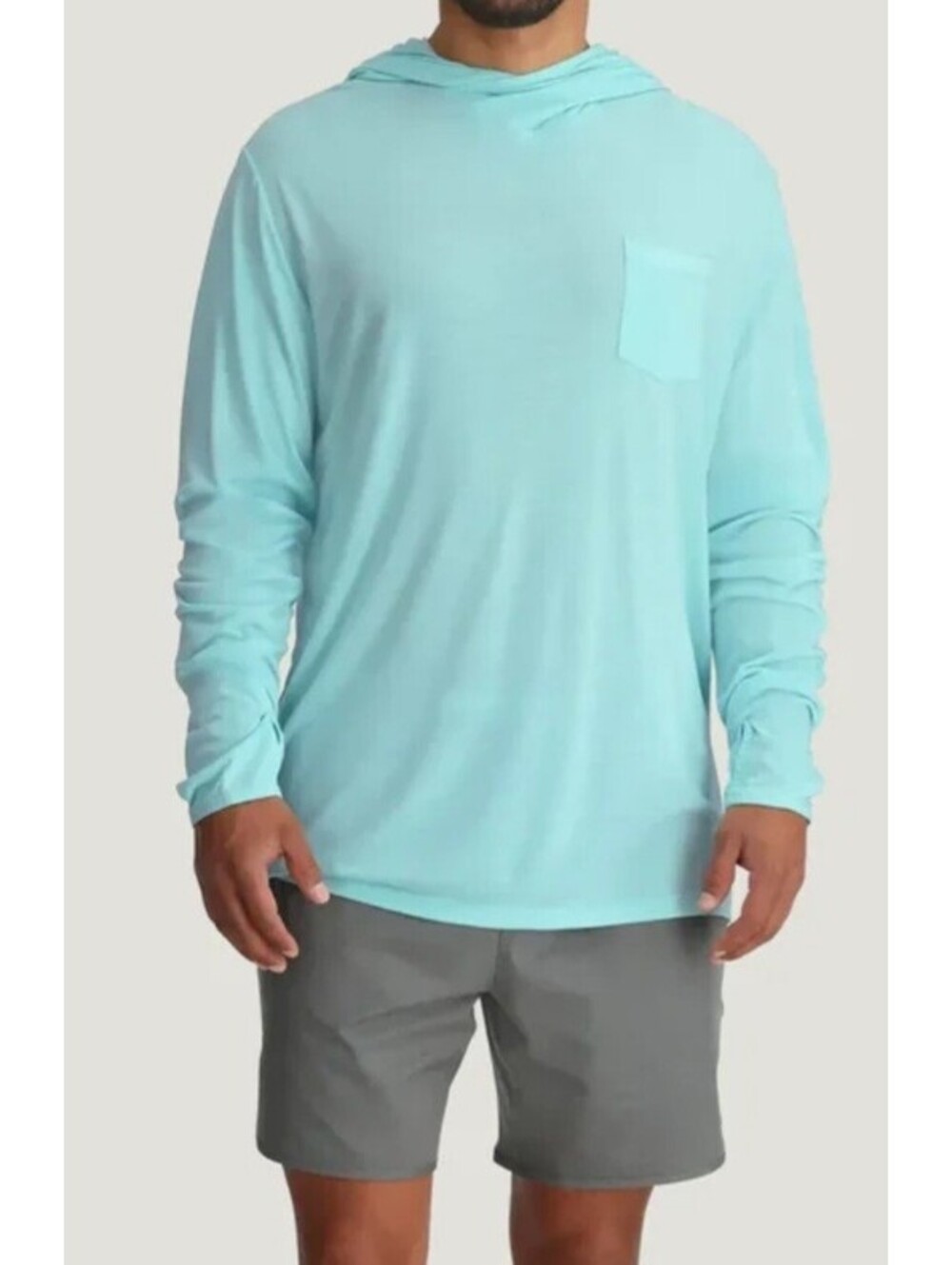 Free Fly Bamboo Performance Hoodie Mens Sz Large Teal Pocket Outdoor Fishing Top